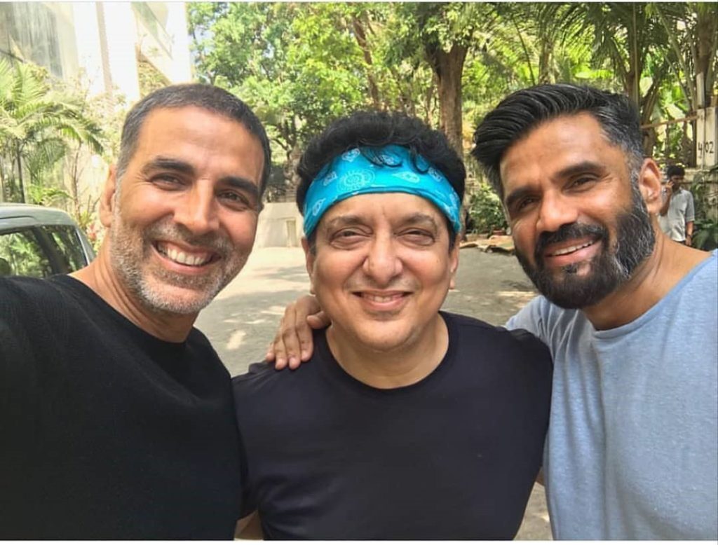 Sajid Nadiadwala with Sunil Shetty and Akshay Kumar